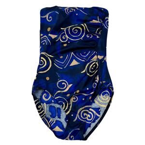 Stella del Mare Collection Vintage 90s Abstract Strapless One-Piece Swimsuit 12
